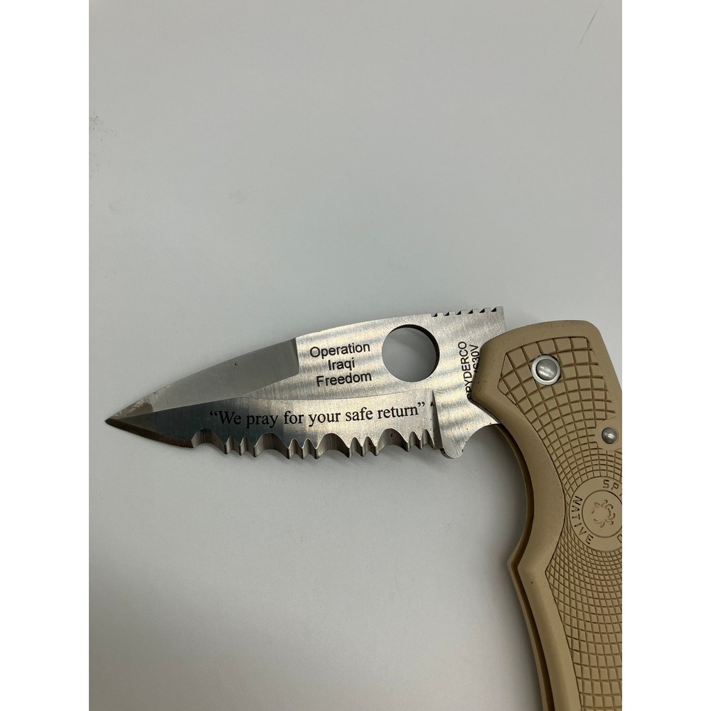 Spyderco Native 5 Lightweight Folding Knife Tan Operation Iraqi Freedom - Picture 2 of 11
